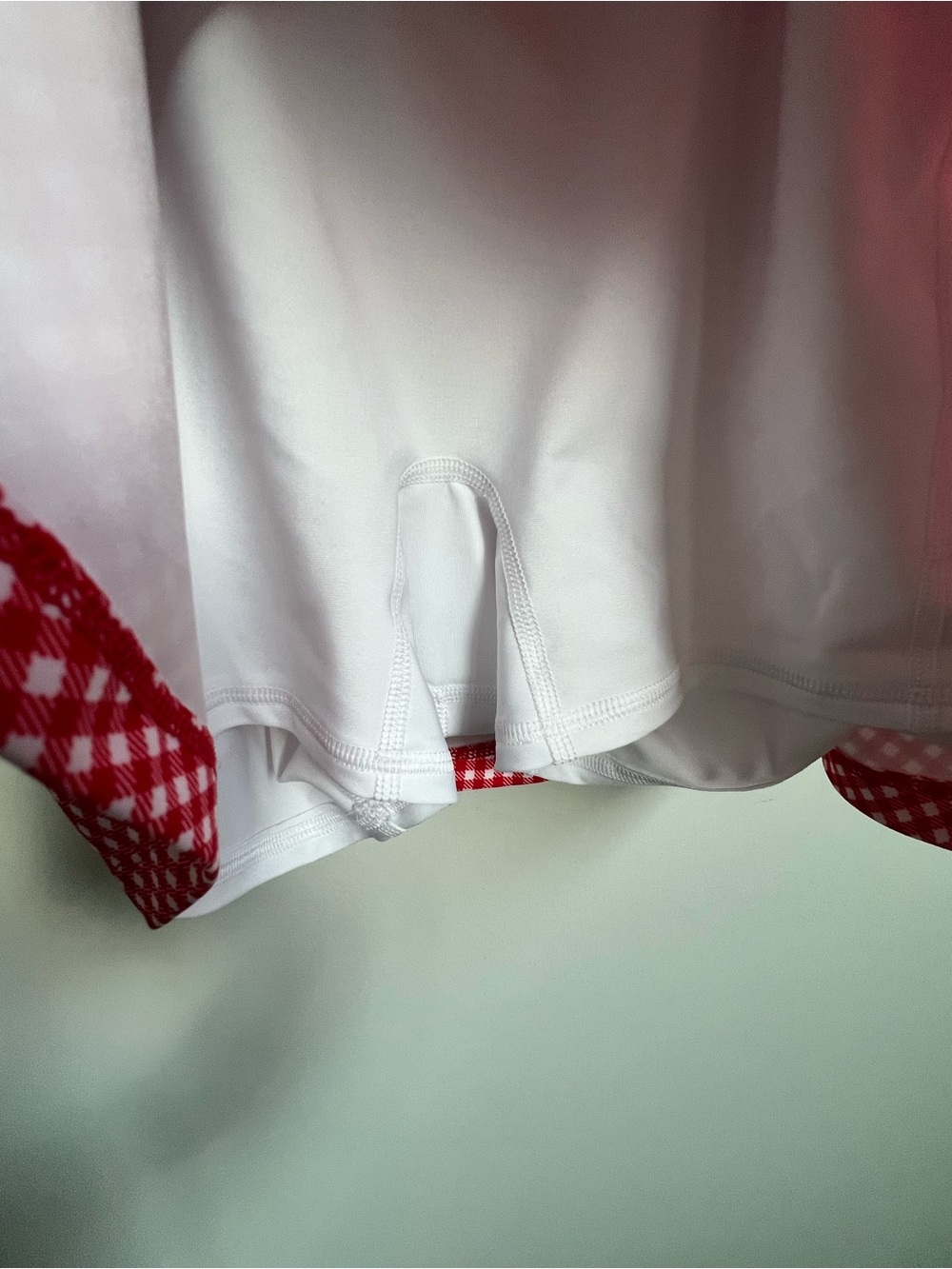 Abercrombie YPB sculptLUX Squareneck Active Dress Red Gingham Picnic skort - Picture 8 of 11